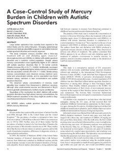 A Case-Control Study of Mercury Burden in Children with Autistic Spectrum Disorders