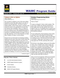 WAMC Program Guide October[removed]Volume 20 Issue 10 Our Fund Drive Begins October 6th  Failure is Not an Option