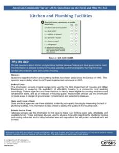 American Community Survey (ACS): Questions on the Form and Why We Ask  Kitchen and Plumbing Facilities Source: ACS[removed]KFI