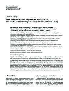 Association between Peripheral Oxidative Stress and White Matter Damage in Acute Traumatic Brain Injury