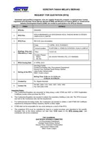 KTMB / Request for quotation / Keretapi Tanah Melayu / Rail transport in Malaysia / Procurement