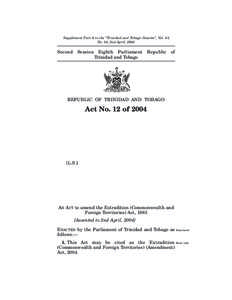 The Extradition (Commonwealth and Foreign Territories)(Amendment) Act, 2004