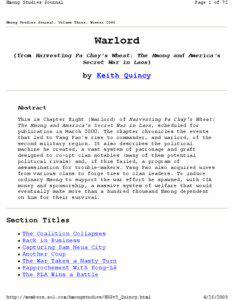 Laos–United States relations / Politics of Laos / Hmong / Laotian Civil War / Hmong people / Vang Pao / Pathet Lao / Pa Chay Vue / Anthony Poshepny / Asia / Laos / Vietnam War