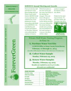 Volume 22, Number 1 Winter 2014 ForeverGreen  KANE-DUPAGE SOIL & WATER