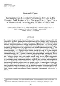 ASTROBIOLOGY Volume 3, Number 2, 2003 © Mary Ann Liebert, Inc. Research Paper Temperature and Moisture Conditions for Life in the