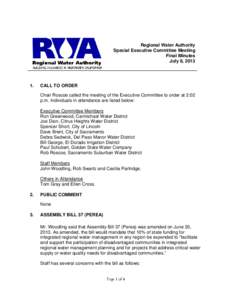 Regional Water Authority Special Executive Committee Meeting Final Minutes July 8, [removed].