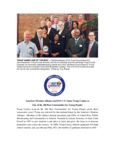 TROUP NAMED ONE OF THE BEST — Representatives of the Troup County Board of Commissioners, Troup County Schools, the city of LaGrange and the LaGrange-Troup County Chamber of Commerce celebrated being named one of the 1