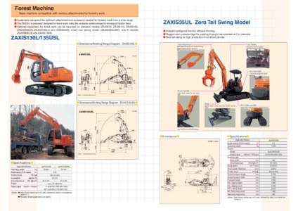 Forest Machine Base machine compatible with various attachments for forestry work ● Customers can select the optimum attachment and accessory needed for forestry work from a wide range. ● The ZAXIS-L is purposed desi