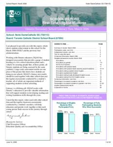 School Report, March[removed]Notre DameCatholic SS[removed]SCHOOL REPORT First-Time Eligible Students