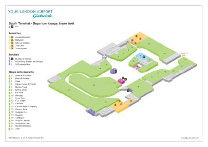 South Terminal - Departure lounge, lower level Lift Amenities Accessible toilet Babycare