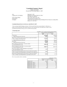 Consolidated Summary Report <under US GAAP> For the Fiscal Year Ended March 31, 2007 Date: Company name (code number):