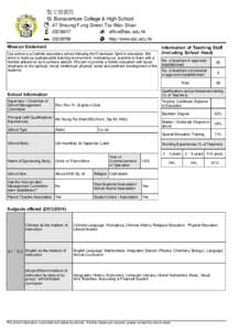 聖文德書院 St. Bonaventure College & High School 47 Sheung F ung Street Tsz Wan Shan[removed]removed]