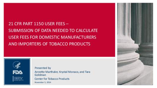 21 CFR Part 1150 User Fees - Submission of Data Needed to Calculate User Fees for Domestic Manufacturers and Importers of Tobacco Products
