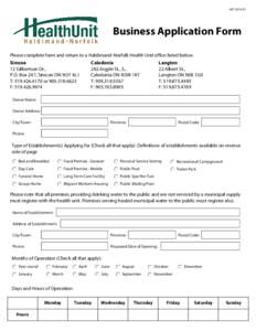 HET[removed]Business Application Form Please complete form and return to a Haldimand-Norfolk Health Unit office listed below. Simcoe Caledonia