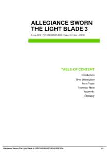 ALLEGIANCE SWORN THE LIGHT BLADE 3 4 Aug, 2016 | PDF-COUS5ASTLB312 | Pages: 35 | Size 1,619 KB TABLE OF CONTENT Introduction