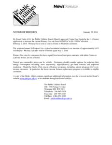 News Release  NOTICE OF DECISION January 23, 2014