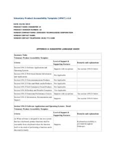 Voluntary Product Accessibility Template (VPAT) v1.6 DATE: PRODUCT NAME: DISKEEPER 15 PRODUCT VERSION NUMBER: 18 VENDOR COMPANY NAME: CONDUSIV TECHNOLOGIES CORPORATION VENDOR CONTACT NAME: