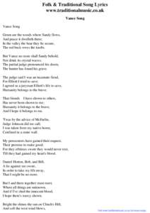 Folk & Traditional Song Lyrics - Vance Song