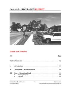 CHAPTER 5: CIRCULATION ELEMENT  TABLE OF CONTENTS Title  Page