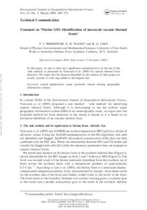 International Journal of Geographical Information Science Vol. 23, No. 3, March 2009, 369–373 Technical Communication Comment on ‘Marine GIS: Identification of mesoscale oceanic thermal fronts’