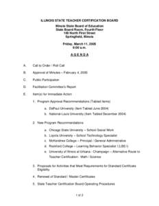 STCB Agenda for March 11, 2005