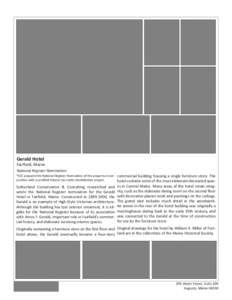 Gerald Hotel  Fairfield, Maine National Register Nomination *SCC prepared the National Register Nomination of this property in conjunction with a certified historic tax credit rehabilitation project.