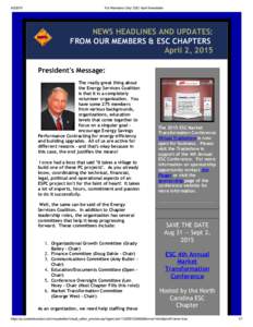 For Members Only: ESC April Newsletter NEWS HEADLINES AND UPDATES: FROM OUR MEMBERS & ESC CHAPTERS 