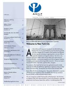 In this issue . . . V O L U M E Welcome to NY City Ubaldo Leli, M.D.