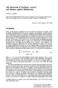 The Interaction of Nonlinear Analysis and Modern Applied Mathematics Andrew J.Majda*