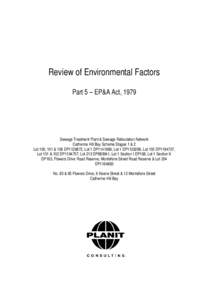 Review of Environmental Factors Part 5 – EP&A Act, 1979 Sewage Treatment Plant & Sewage Reticulation Network Catherine Hill Bay Scheme Stages 1 & 2 Lot 100, 101 & 106 DP1129872, Lot 1 DP1141989, Lot 1 DP1129299, Lot 10