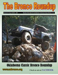 Volume 32, Issue 16 DEC[removed]Monthly Publication for the Members of Arizona Classic Bronco, Inc. Oklahoma Classic Bronco Roundup Check us out on FACEBOOK