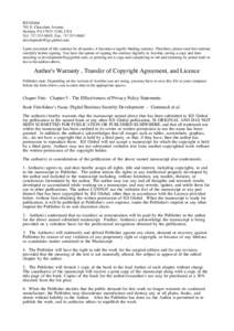 IGI Global 701 E. Chocolate Avenue Hershey PA[removed], USA Tel: [removed]; Fax: [removed]removed] Upon execution of this contract by all parties, it becomes a legally binding contract. Therefo