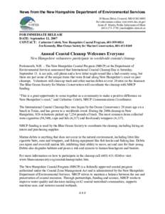 News from the New Hampshire Department of Environmental Services  29 Hazen Drive, Concord, NH 03302­0095  For information online, visit www.des.nh.gov  James P. Martin, Public Information Office