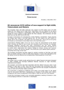 EUROPEAN COMMISSION  PRESS RELEASE Brussels, 2 December[removed]EU announces €370 million of new support to fight AIDS,