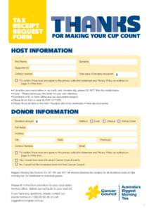 TAX RECEIPT REQUEST FORM  FOR MAKING YOUR CUP COUNT