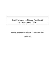 May 26, 2003 memo re joint satement on physical punishment…