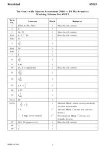 Microsoft Word - Marking Scheme of TSA 2010 Maths 6ME3.doc