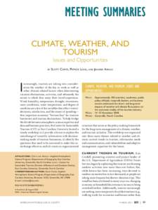 Climate, Weather, and Tourism Issues and Opportunities by  Scott Curtis, Patrick Long, and Jennifer Arrigo