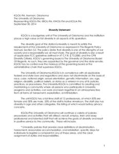 Association of Public and Land-Grant Universities / KROU / University of Oklahoma / Sexual harassment / Norman /  Oklahoma / Diversity / Harassment in the United Kingdom / Oklahoma / Business ethics / KGOU