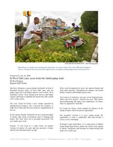 ELIZABETH ROBERTSON / Staff Photographer Khalif Moore, 19, handles the mowing while Jaleel Buie, 17, weeds a flower bed in the 7000 block of Ogontz Avenue. They join other teens from MLK High School in running the landsc