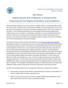 Fact Sheet: Addressing the Risk of Measles in Schools while Protecting the Civil Rights of Students with Disabilities