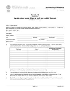 Form[removed]Rule[removed]Application by an Alberta LLP for an LLP Permit Under Section 8 of the Act