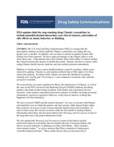 Drug Safety Communication: Chantix (varenicline) (PDF)