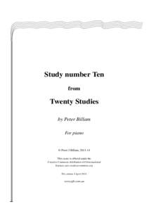 Study number Ten from Twenty Studies by Peter Billam For piano