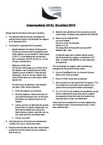 Intermediate VCAL Booklist 2015.indd