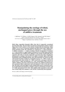 Irish Journal of Agricultural and Food Research 46: 77–91, 2007  Manipulating the ensilage of wilted, unchopped grass through the use of additive treatments J. McEniry1,2, P. O’Kiely1†, N.J.W. Clipson2, P.D. Forris