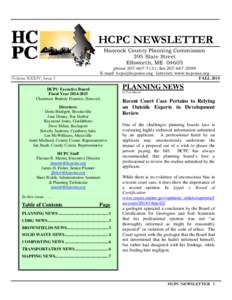HCPC NEWSLETTER Hancock County Planning Commission 395 State Street Ellsworth, ME[removed]phone[removed]; fax[removed]E-mail: [removed] Internet: www.hcpcme.org