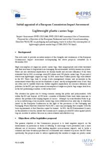 Initial appraisal of a European Commission Impact Assessment. Lightweight plastic carrier bags