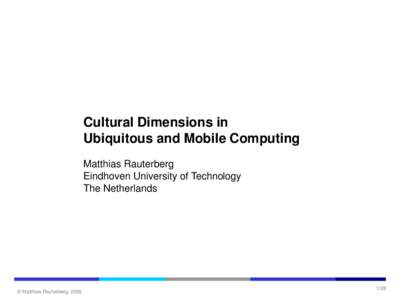 Cultural Dimensions in Mobile Computing