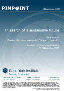 15 November, 2005  In search of a sustainable future